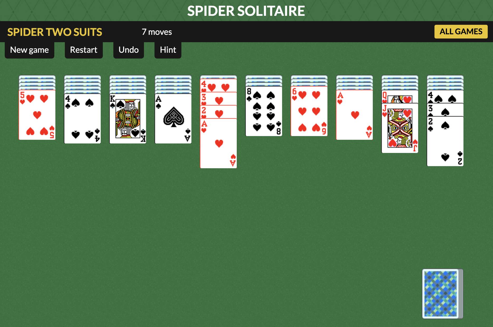 Spider Solitaire: free online card game